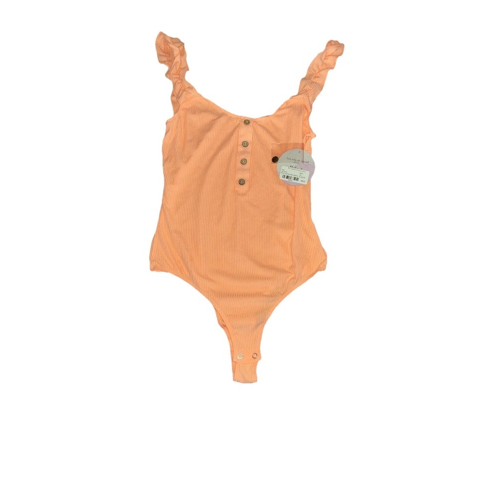 Full Circle Trends Bodysuit With Ruffle Straps. Orange. Medium.